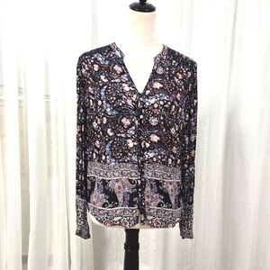 2/$30 Lucky Brand Viscose Floral‎ Boho Womens Blouse Size SP Hippie Cottage